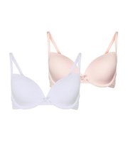 New Look Girls 2 Pack Pale Pink and White T-Shirt Bras
